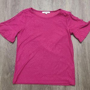 Scoop Neck Swiss Dop Top in Hot Pink